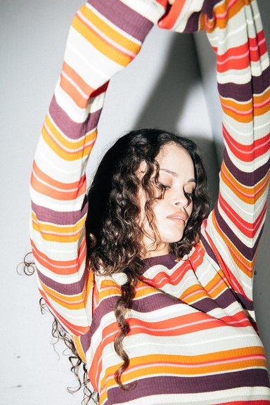 Women's Brixton Dolly LS Knit Dress in Multi Stripe