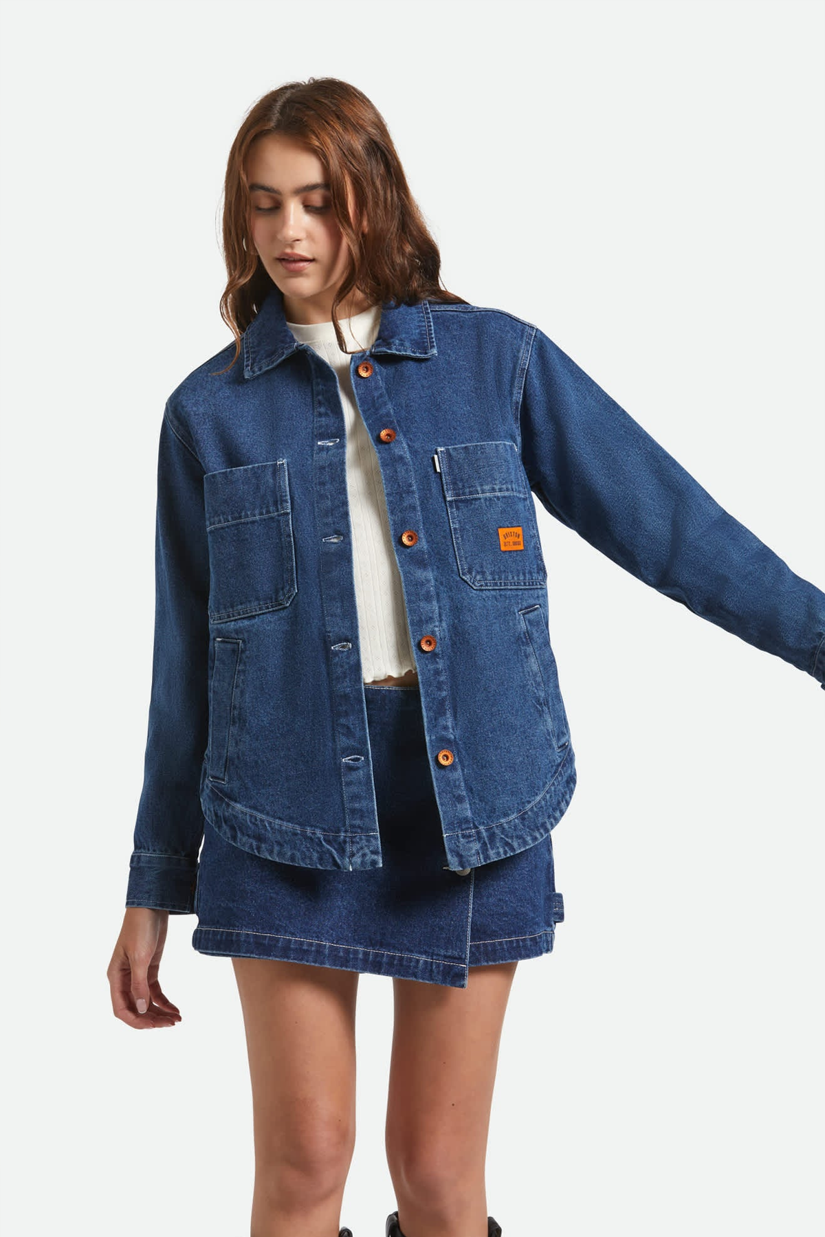 Women's Brixton Durham Shirt Jacket in Rinse Denim
