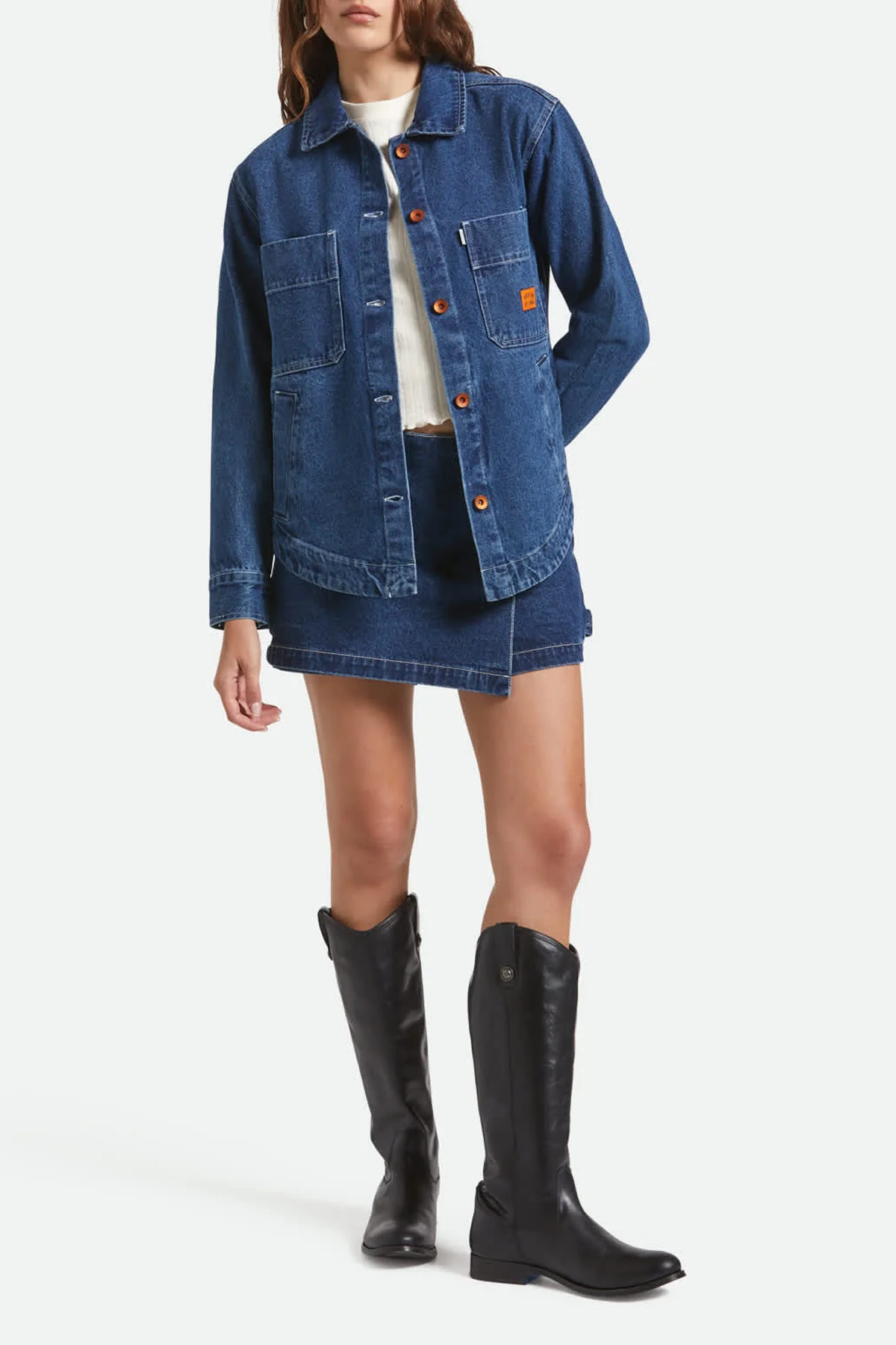 Women's Brixton Durham Shirt Jacket in Rinse Denim