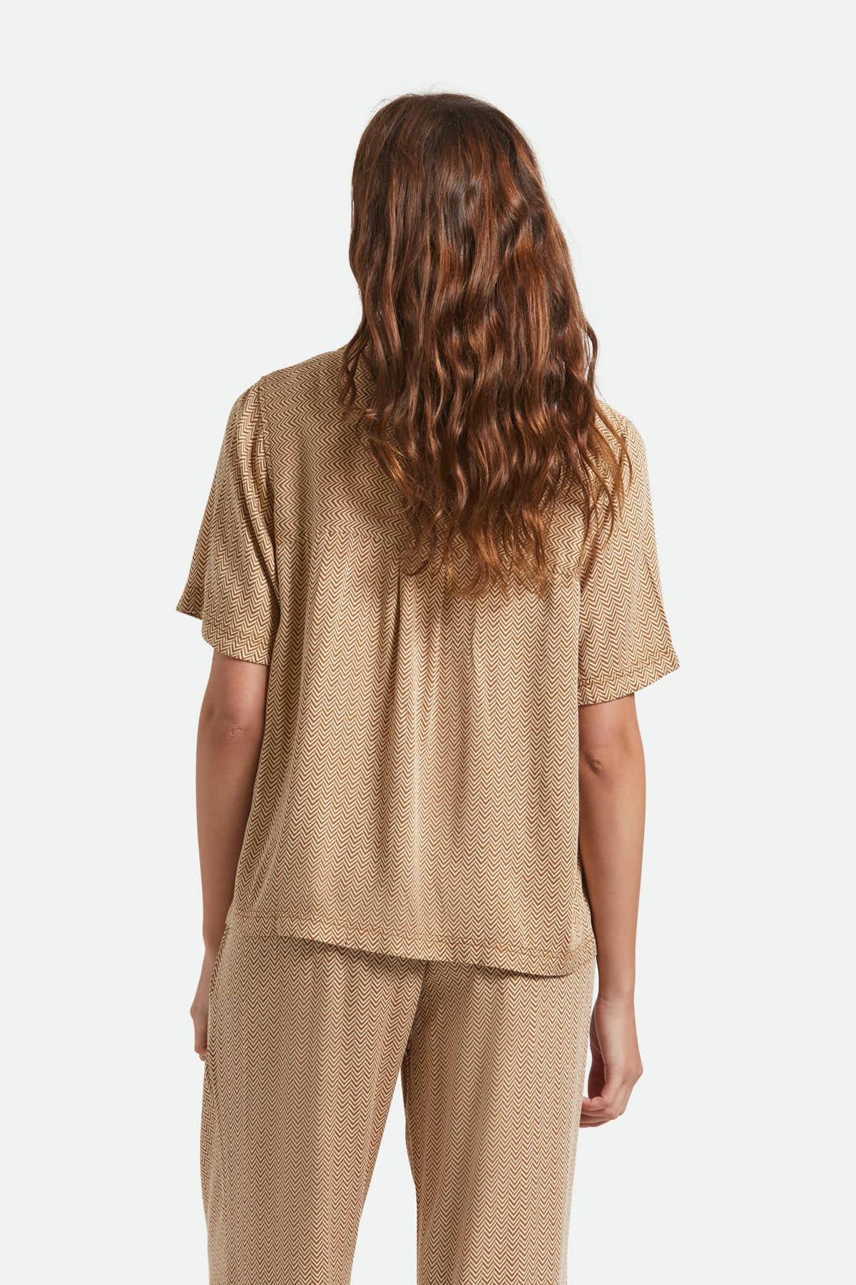 Women's Brixton Hudson Lounge S/S Woven in Washed Copper & Whitecap