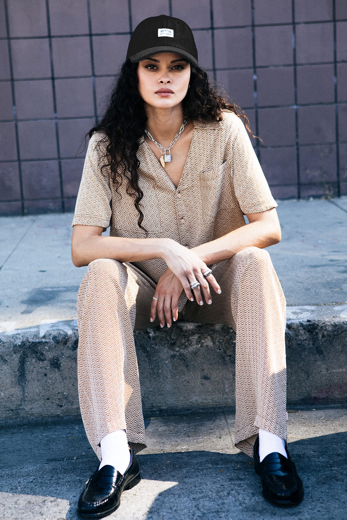 Women's Brixton Hudson Lounge S/S Woven in Washed Copper & Whitecap