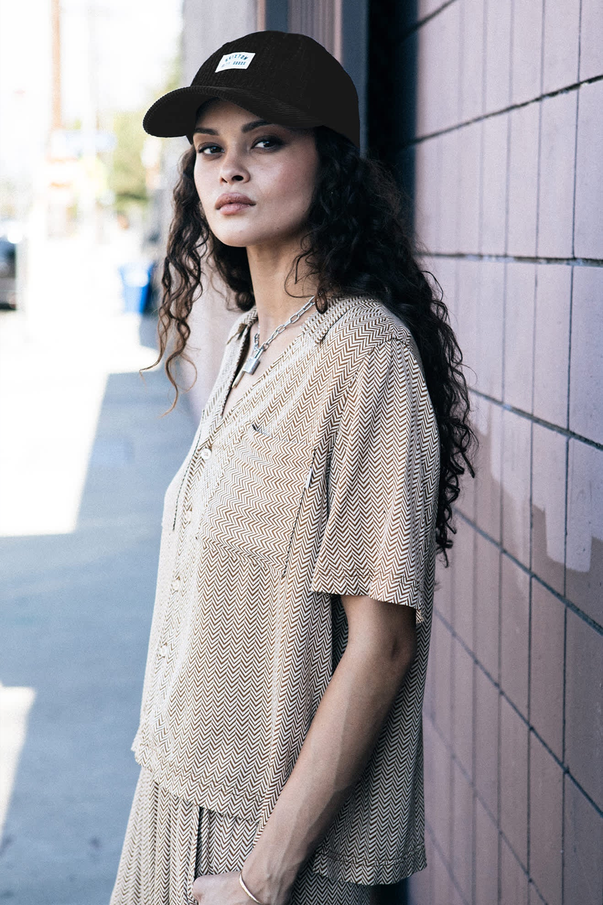 Women's Brixton Hudson Lounge S/S Woven in Washed Copper & Whitecap