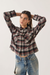 Women's Brixton Bowery Crop Overshirt in Washed Black Plaid