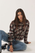 Women's Brixton Bowery Crop Overshirt in Washed Black Plaid