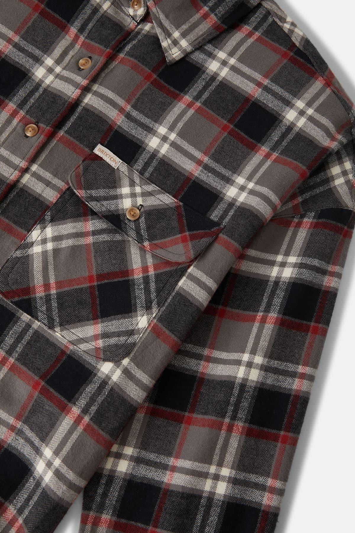 Women's Brixton Bowery Crop Overshirt in Washed Black Plaid