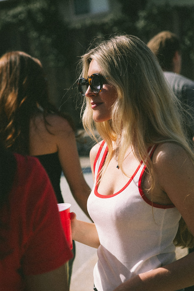 Women's Brixton Ringer Organic A-Tank in Off White & Crimson