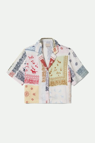 Women's Brixton Silky S/S Bowling Button Down in Multi Colour Bandana