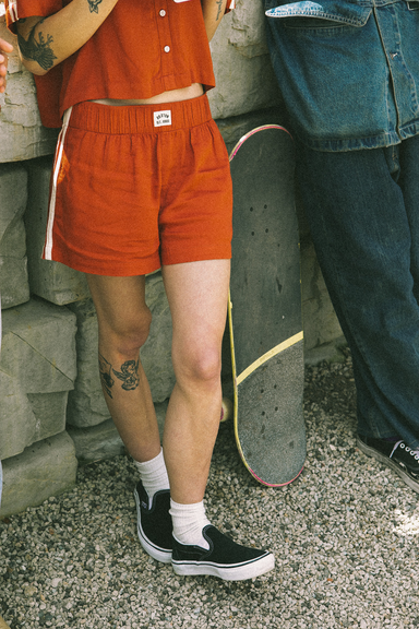 Women's Brixton Silky Boxer Short in Burnt Brick