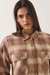 Women's Brixton Bowery Crop Overshirt in Soft Tan Window Plaid