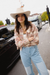 Women's Brixton Bowery Crop Overshirt in Soft Tan Window Plaid