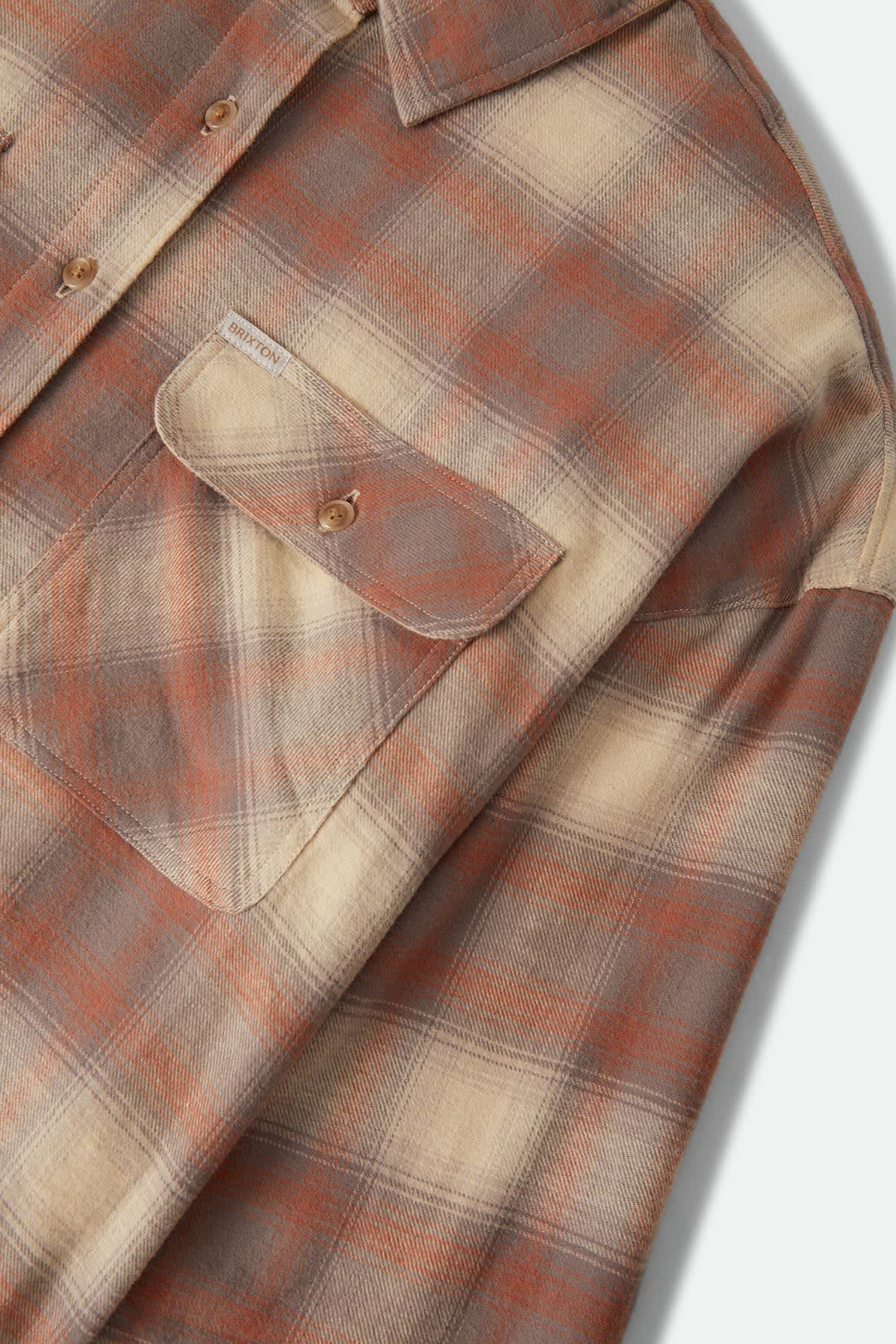 Women's Brixton Bowery Crop Overshirt in Soft Tan Window Plaid
