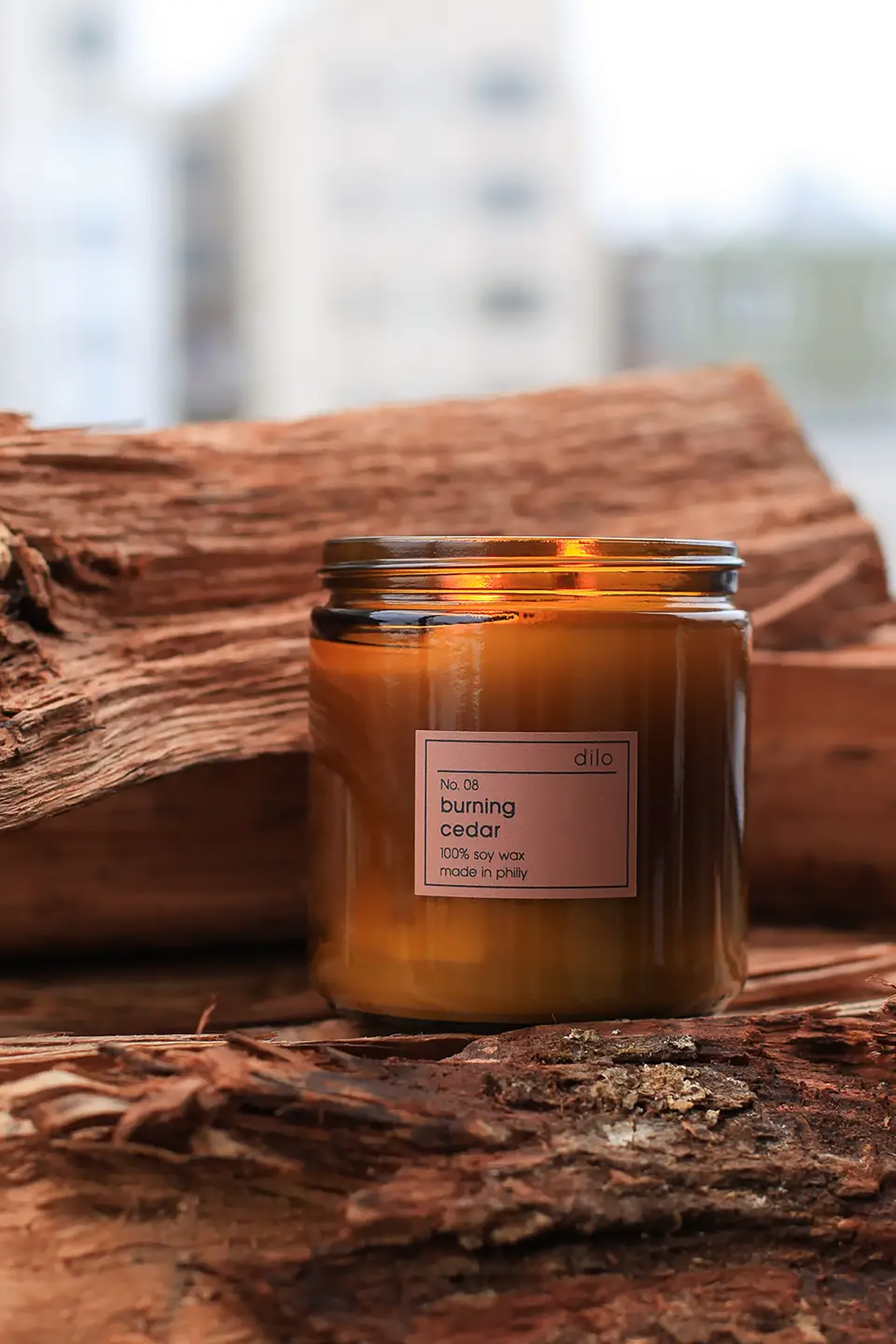 Burning Cedar Candle
