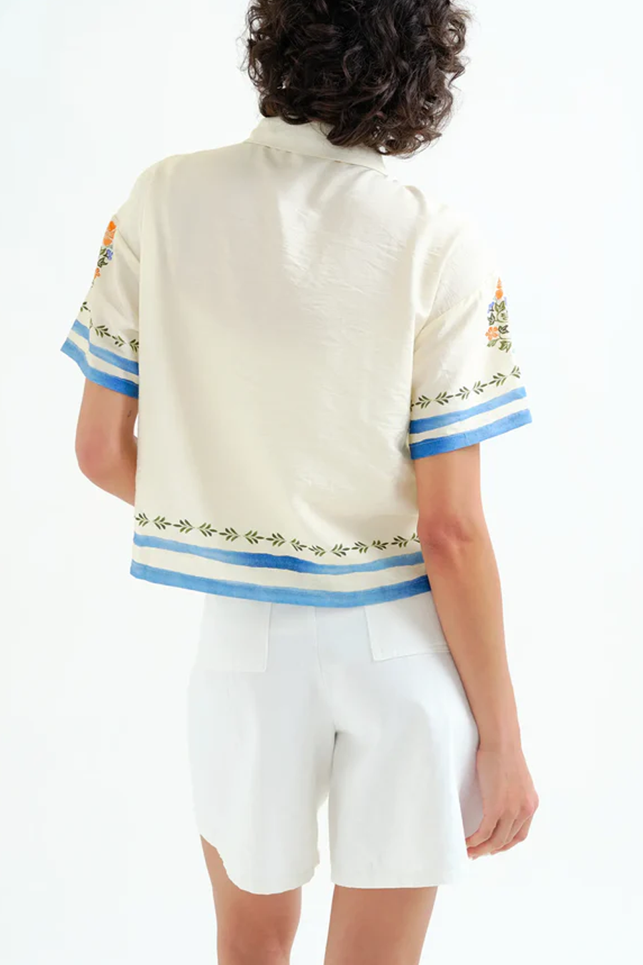 Women's Compania Fantastica Cropped Blouse in Palm & Mermaid