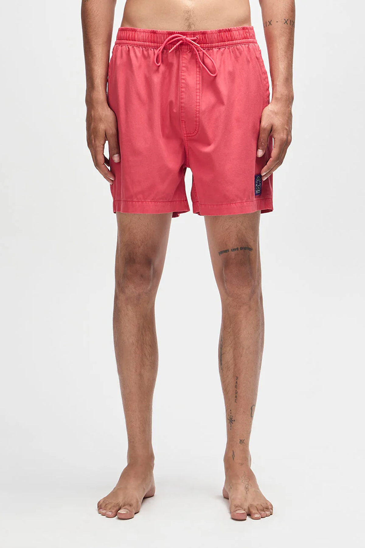 Men's Deus Ex Machina Sandbar Garment Dyed Mesh Short in Melon Red