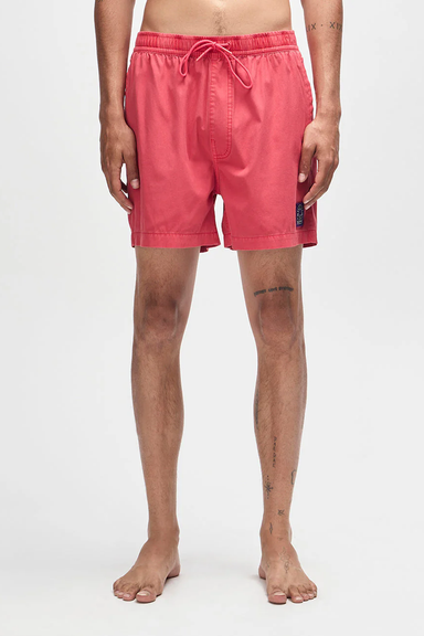 Men's Deus Ex Machina Sandbar Garment Dyed Mesh Short in Melon Red