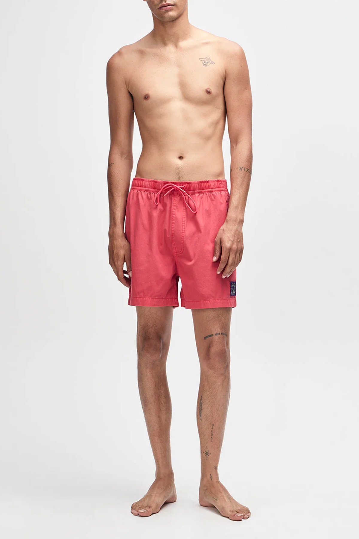 Men's Deus Ex Machina Sandbar Garment Dyed Mesh Short in Melon Red