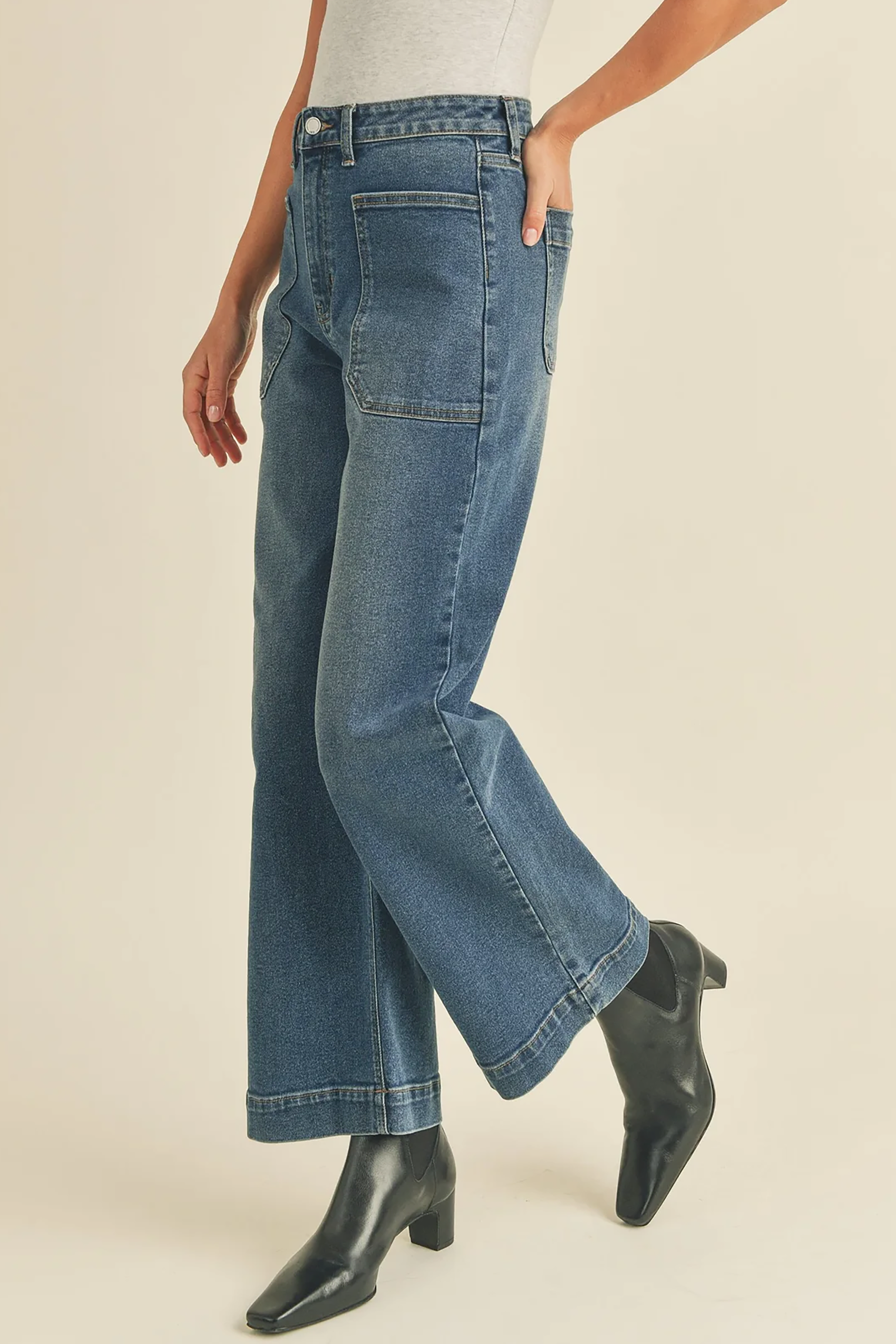 Eve Utility Jean in Dark Denim