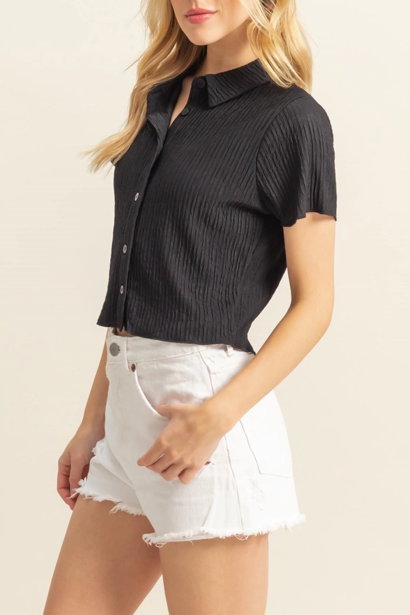 Women's Textured SS Knit in Black