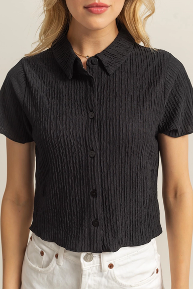 Women's Textured SS Knit in Black