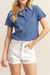 Women's Textured SS Knit in D. Blue