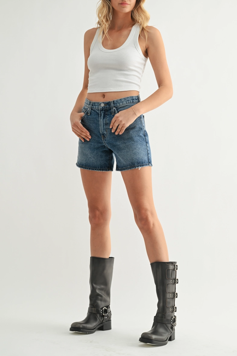 Women's Just Black Denim Vintage HR Short in Medium Wash
