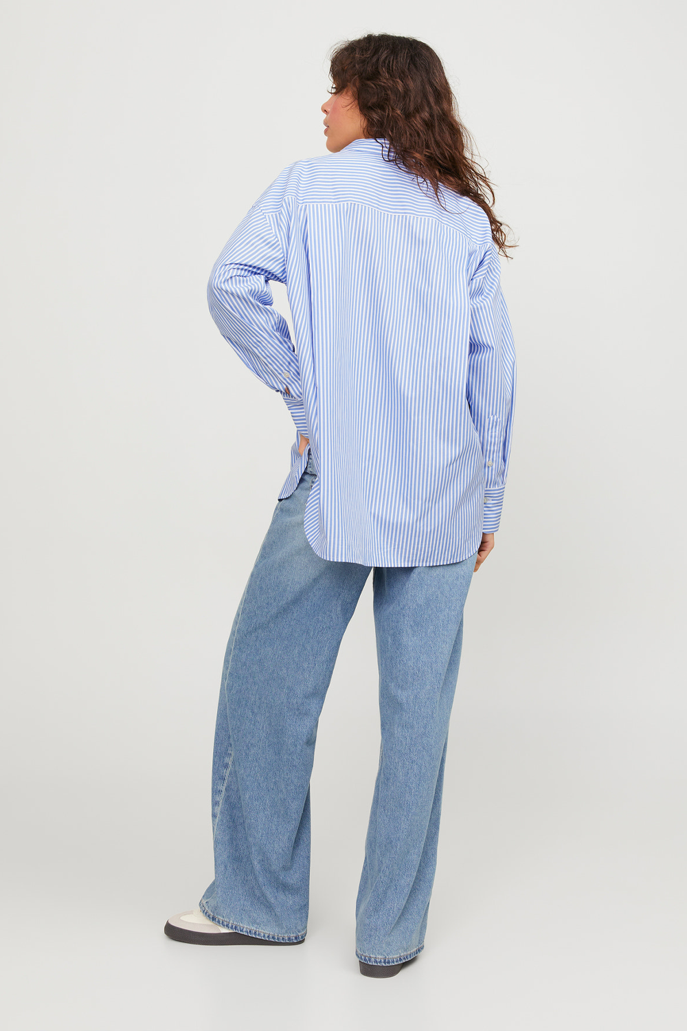 Women's JJXX Jamie Relaxed Poplin Shirt in Navy Blazer Stripes