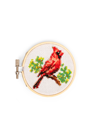 Kikkerland Mini Cross Stitch Cardinal Embroidery Kit