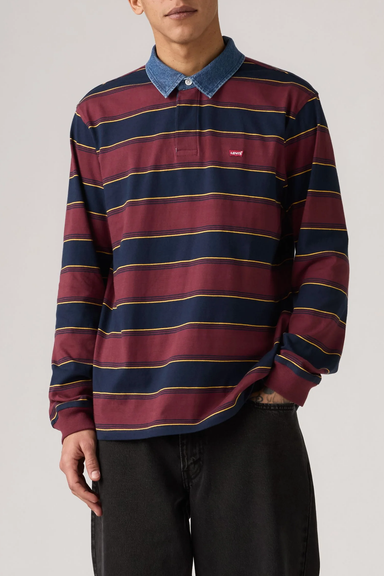 Men's Levi's Classic LS Rugby in Indigo Stripe