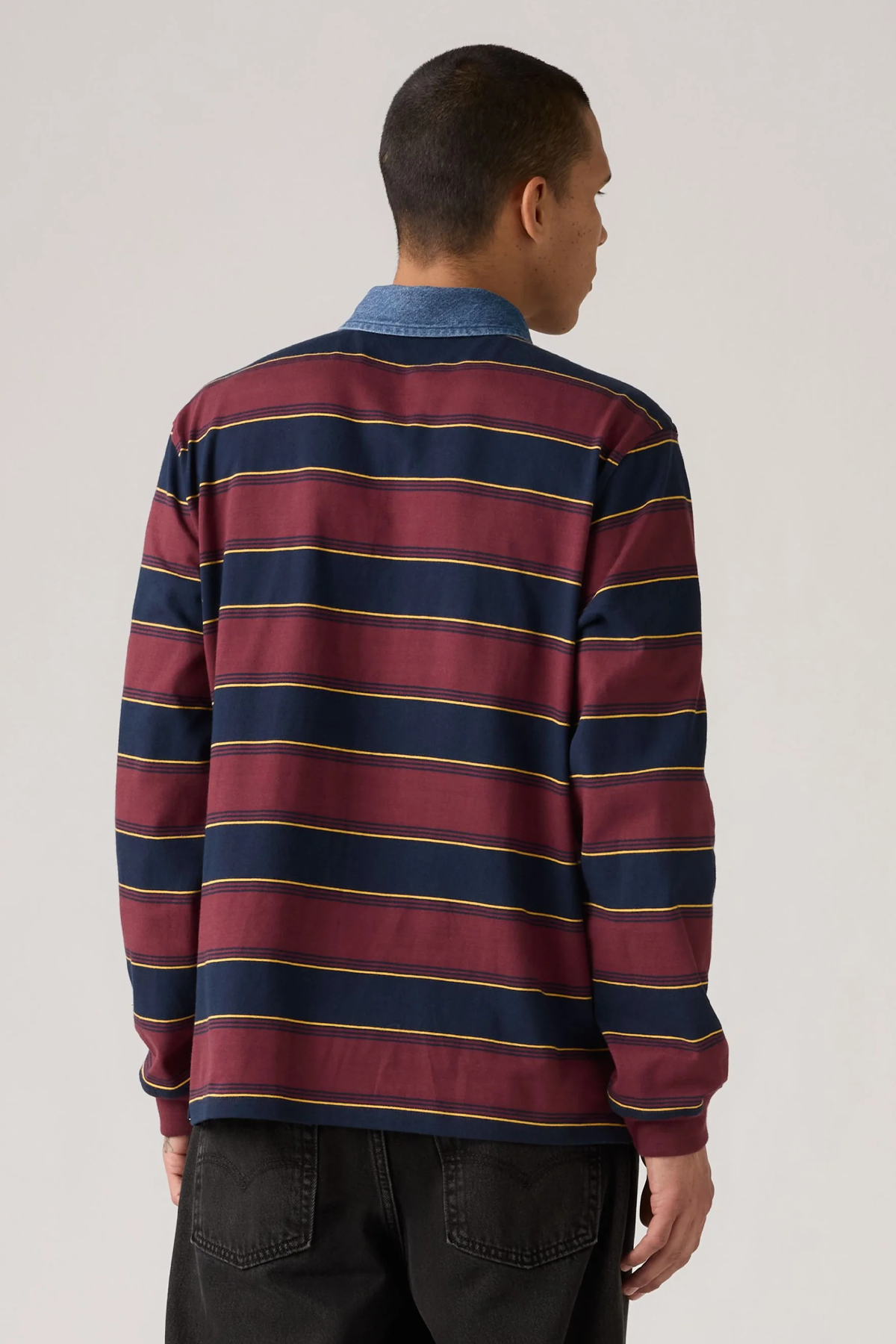 Men's Levi's Classic LS Rugby in Indigo Stripe