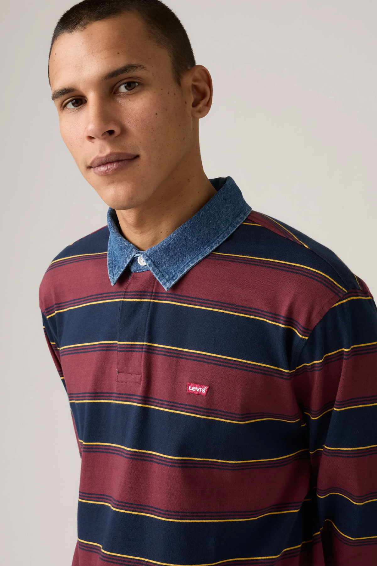 Men's Levi's Classic LS Rugby in Indigo Stripe