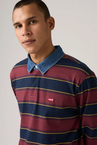Men's Levi's Classic LS Rugby in Indigo Stripe