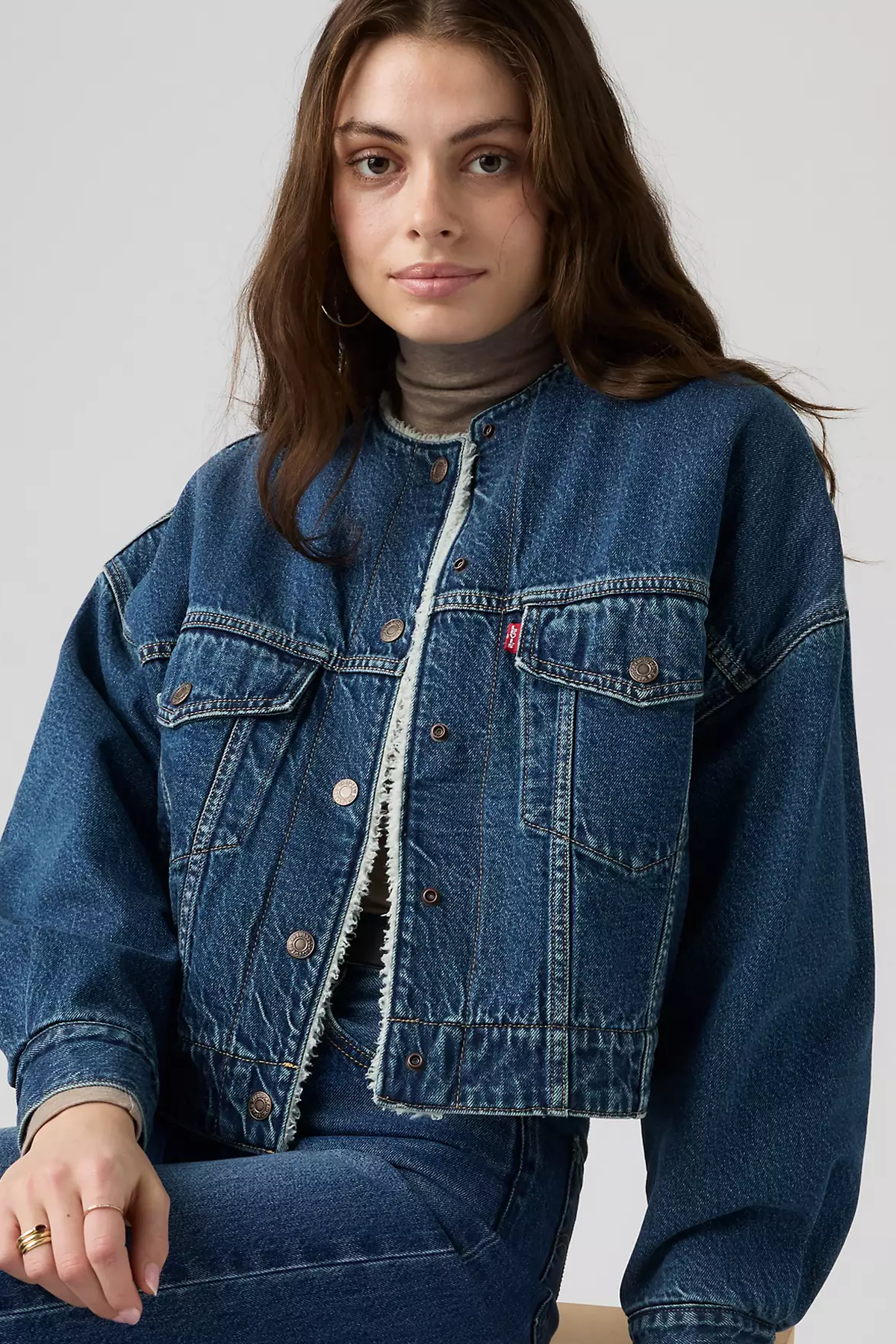 Women's Levi's Collarless Crop Sherpa Jacket