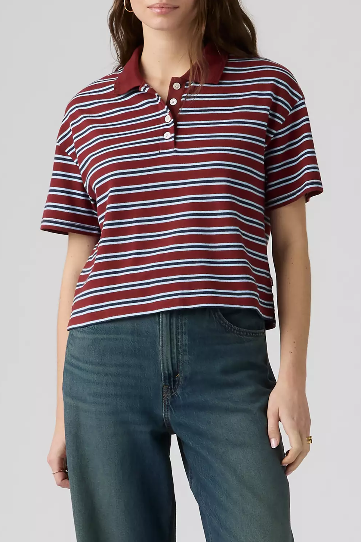 Women's Levi's Didion Rugby Polo in Warm Cabarnet