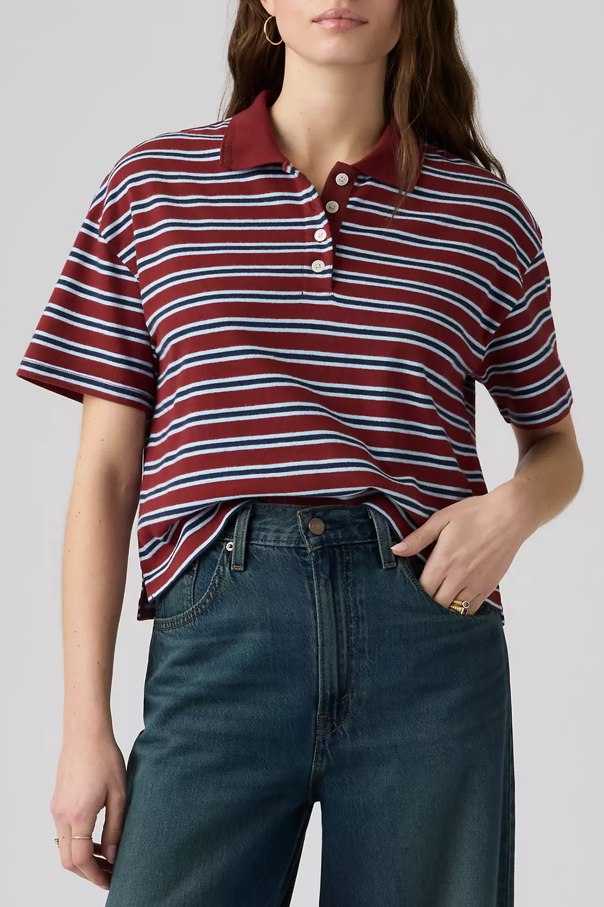 Women's Levi's Didion Rugby Polo in Warm Cabarnet