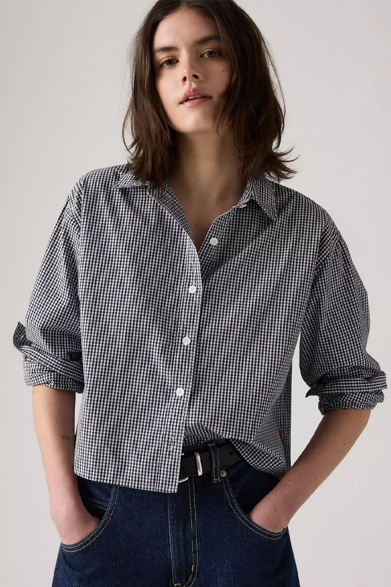 Women's Levi's Cropped Harlie Shirt in Micro Gingham