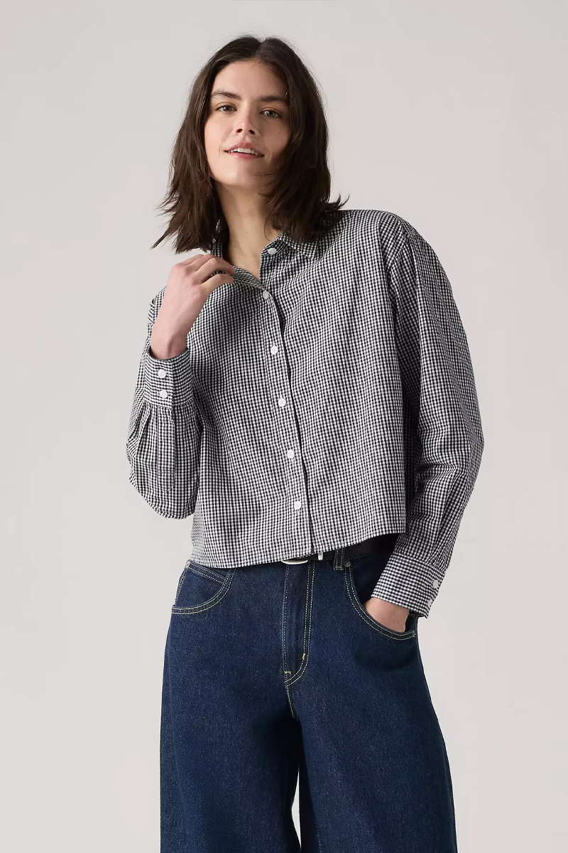 Women's Levi's Cropped Harlie Shirt in Micro Gingham