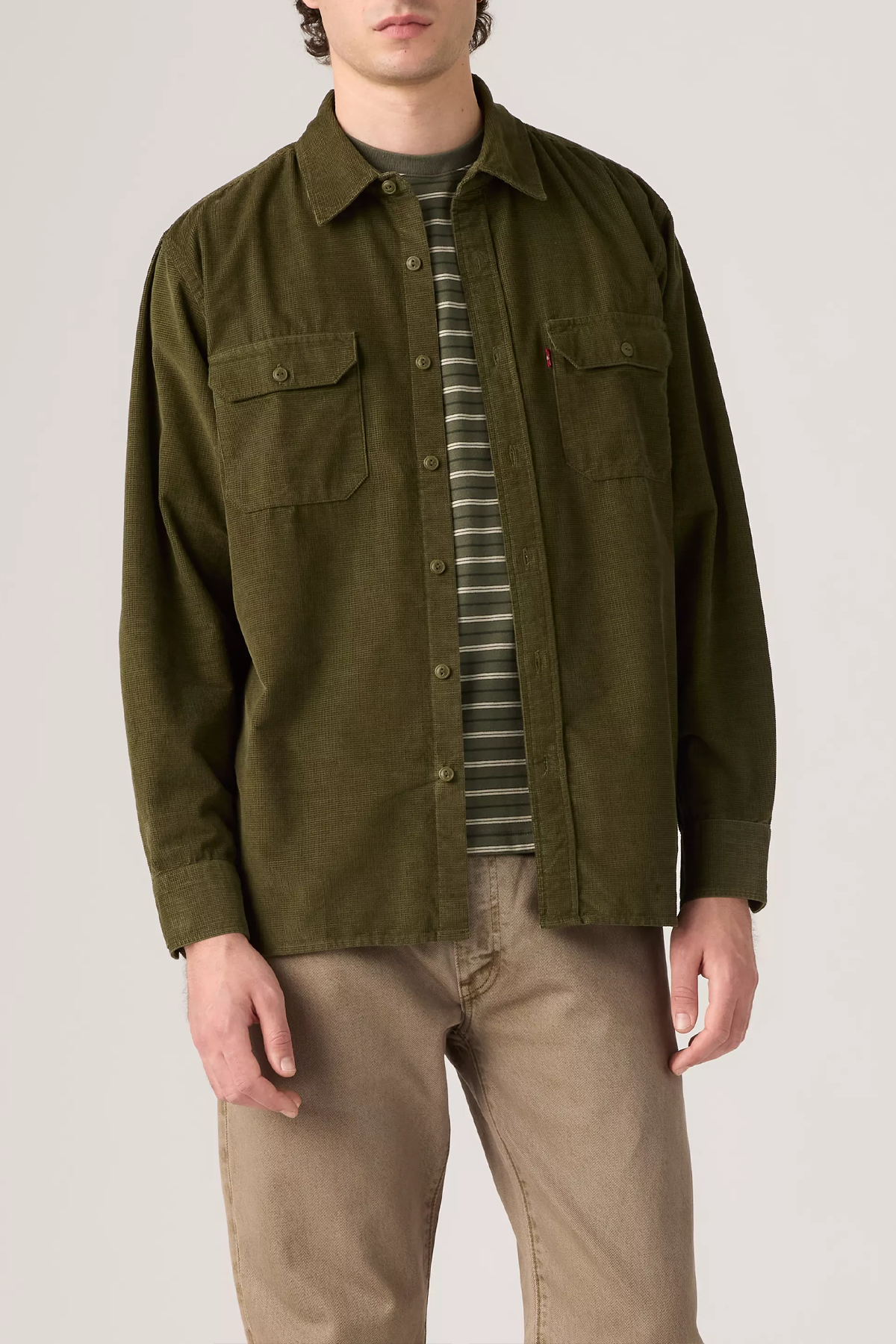 Men's Levi's Jackson Worker in Olive Night Waffle Cord