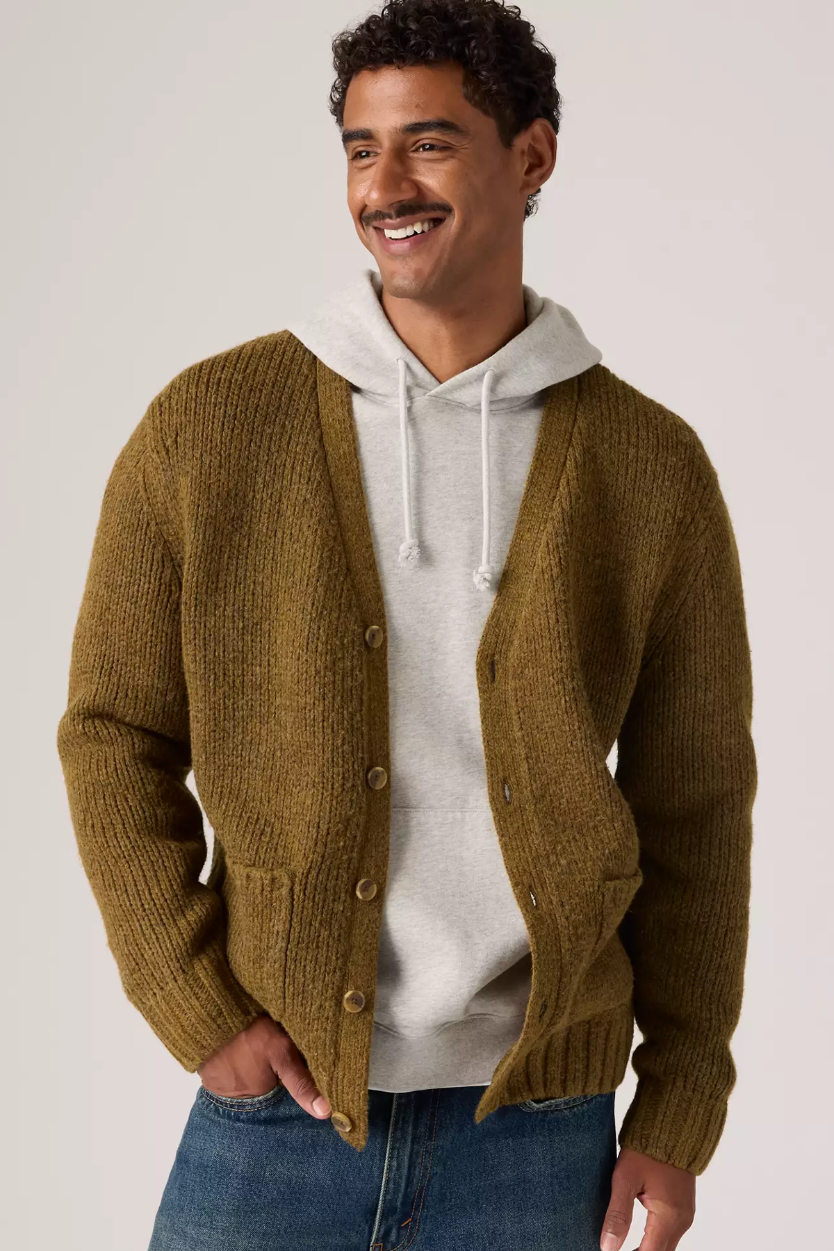 Men's Levi's Mammoth Cardigan in Foxtrot Brown