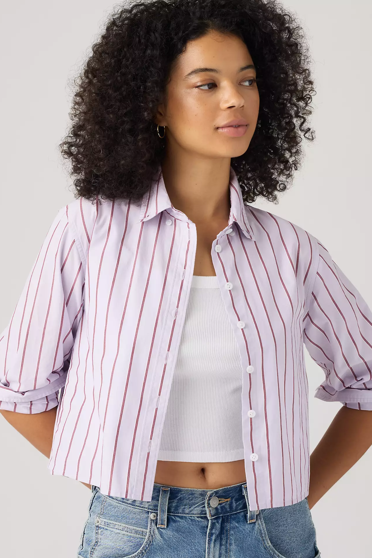 Women's Levi's Sully L/S Shirt in Adora Stripe Lavender Blue