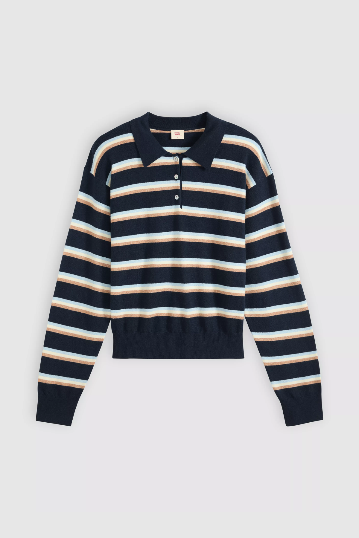 Women's Levi's Super Soft L/S Polo in Navy Jade Stripe