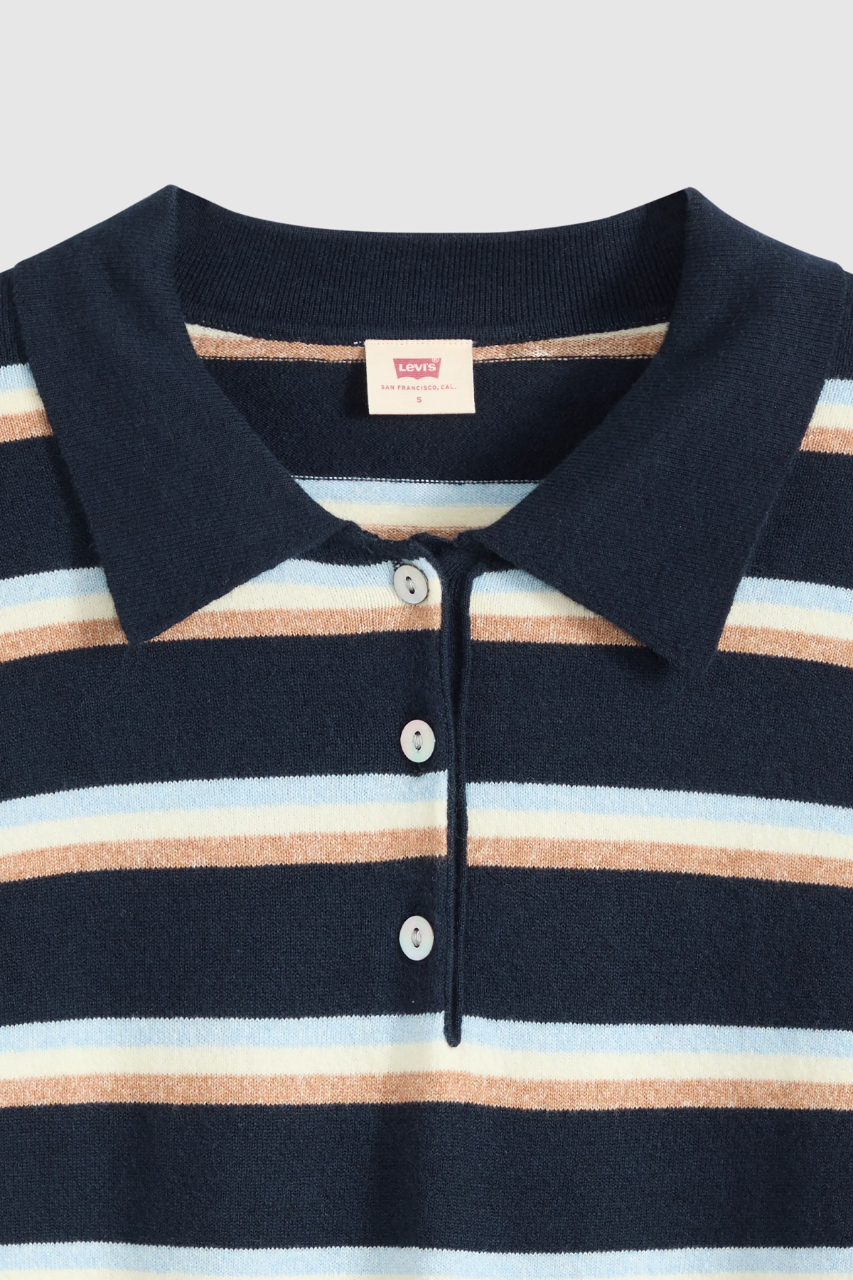 Women's Levi's Super Soft L/S Polo in Navy Jade Stripe
