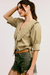 Women's Gingham Ruffled Bib Collar Blouse