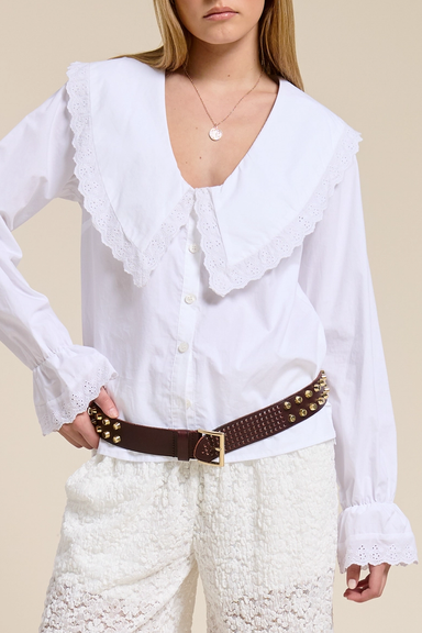 Women's Oversize Bib Collar Blouse in White