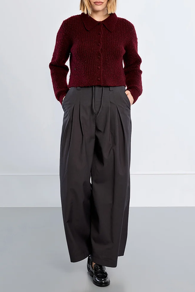 Women's Molly Bracken Collared Cardigan in Bordeaux