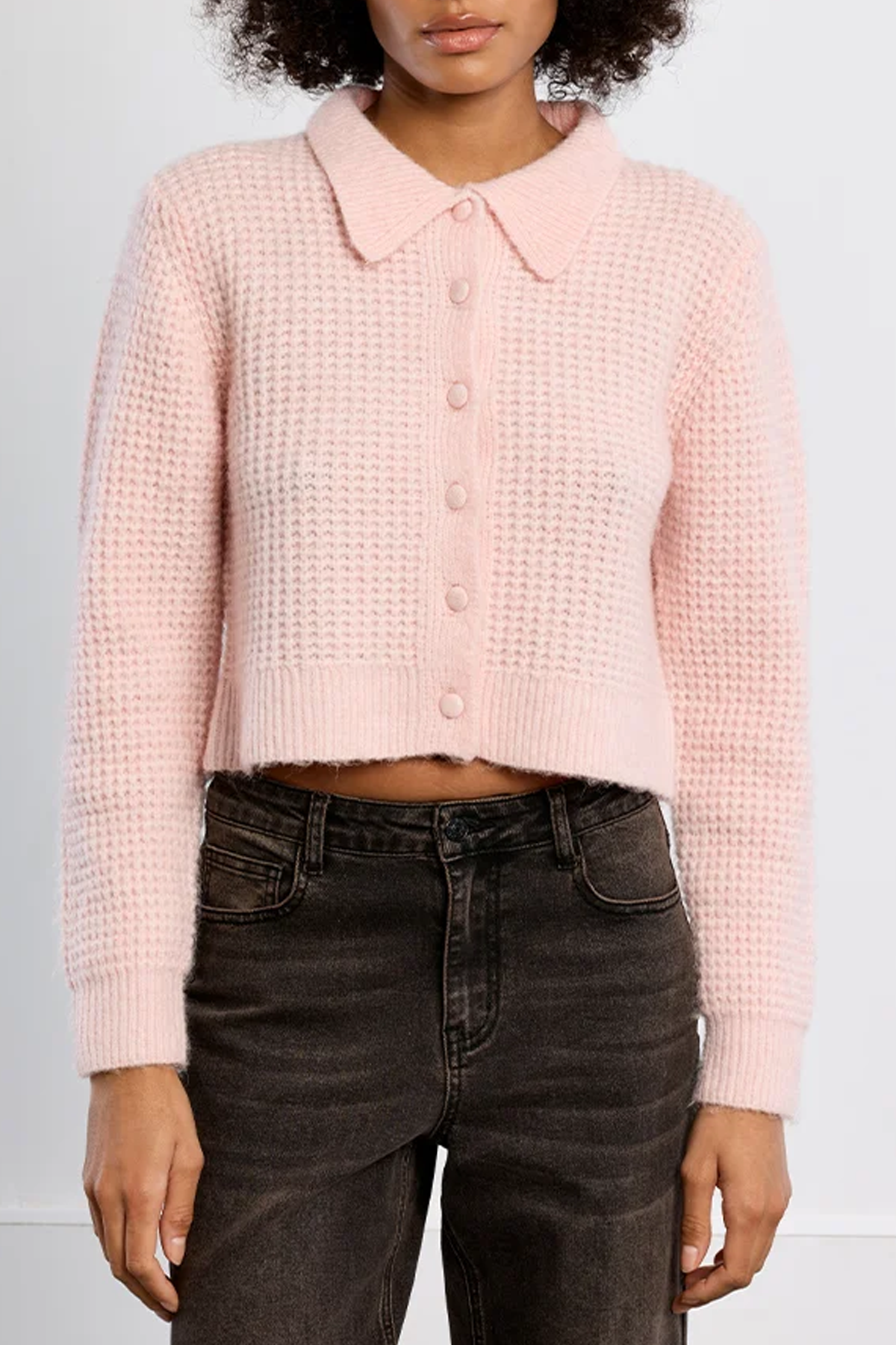 Women's Molly Bracken Collared Cardigan in Light Pink