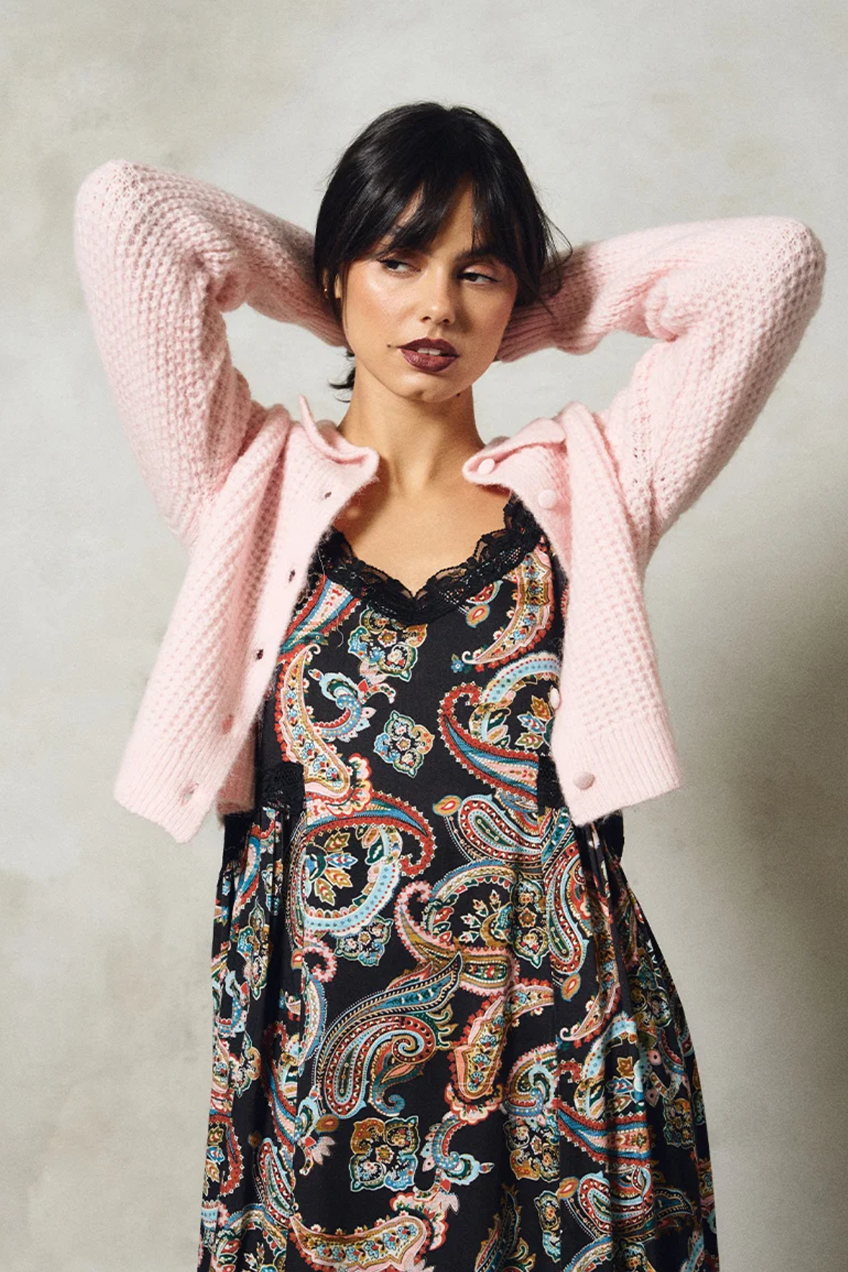 Women's Molly Bracken Collared Cardigan in Light Pink