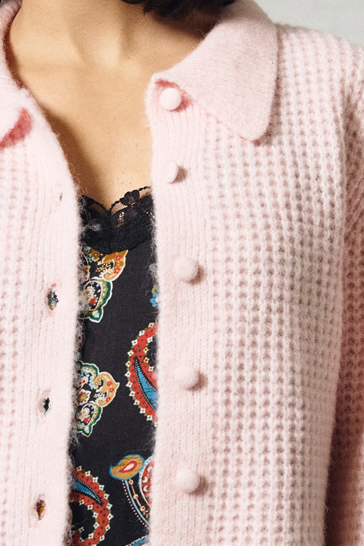 Women's Molly Bracken Collared Cardigan in Light Pink