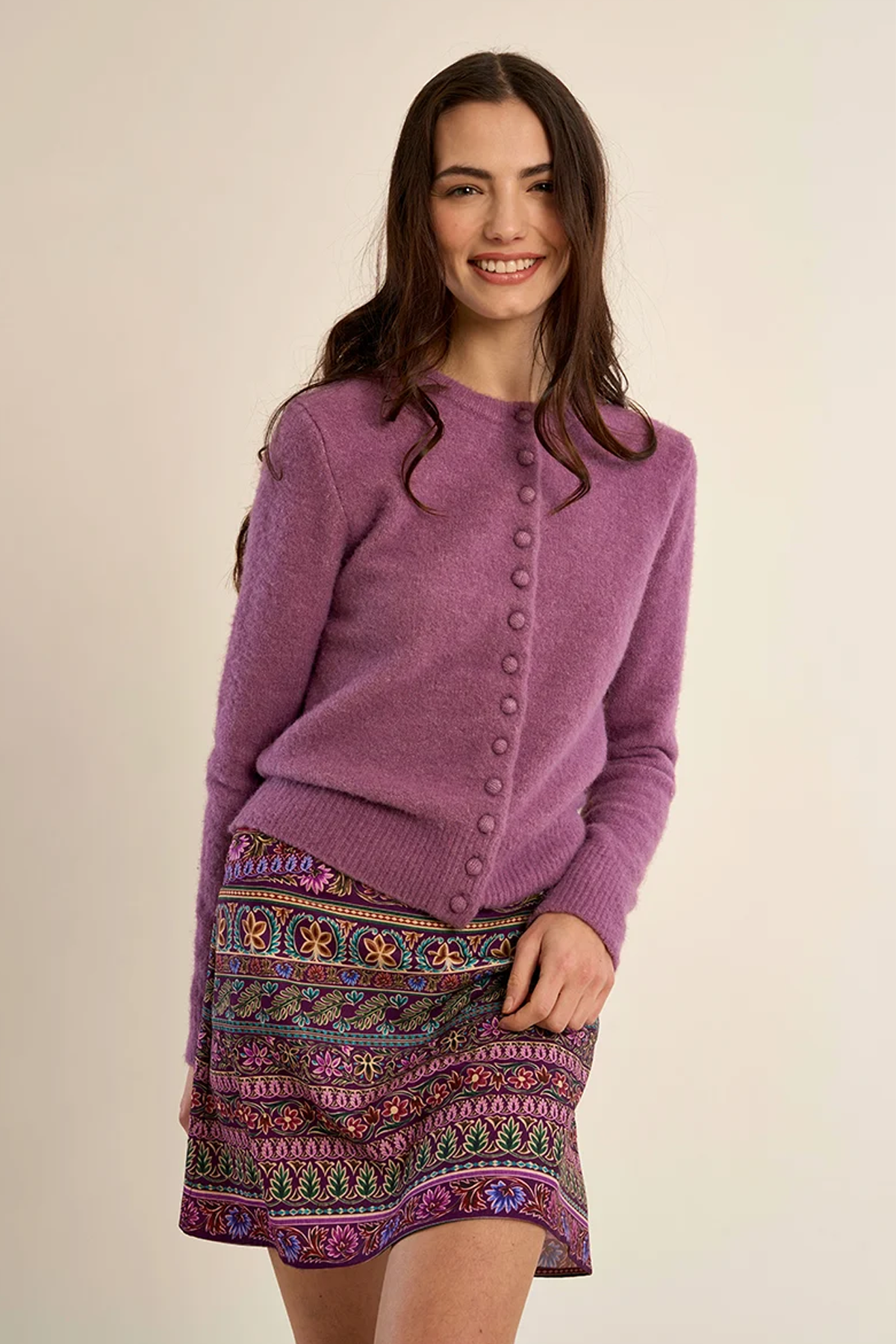 Women's Molly Bracken Colour Wash Cardigan in Mauve