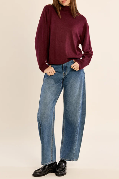 Women's Molly Bracken Drop Shoulder Knit in Bordeaux