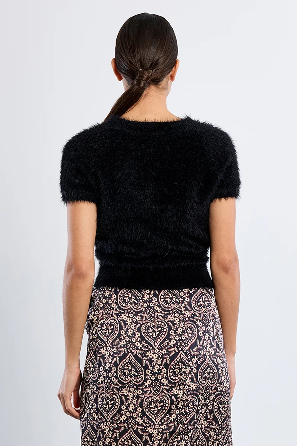 Women's Molly Bracken Fluffy Knit Tee in Black